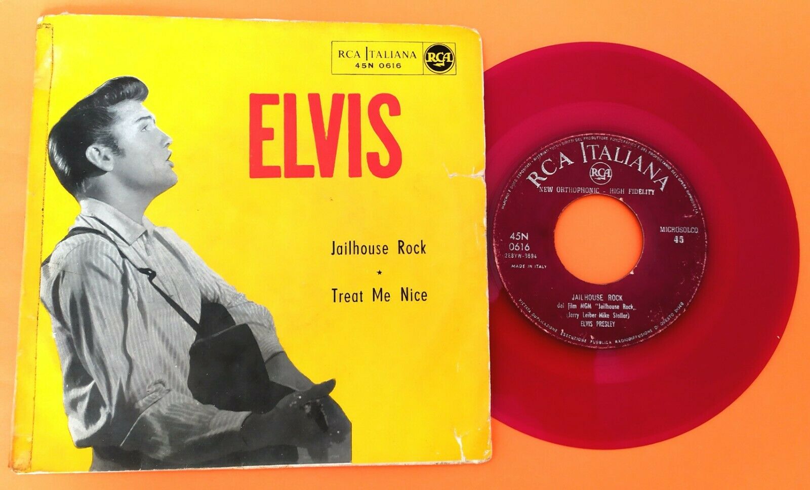 ELVIS PRESLEY (45 RPM - ITALY) 45N 0616  "JAILHOUSE ROCK" (SUPER RARE RED LABEL)