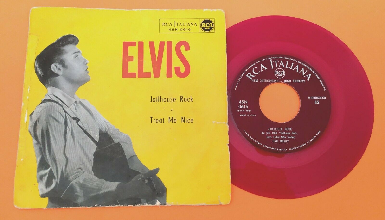 ELVIS PRESLEY (45 RPM - ITALY) 45N 0616 "JAILHOUSE ROCK" (MEGA RARE RED LABEL)  