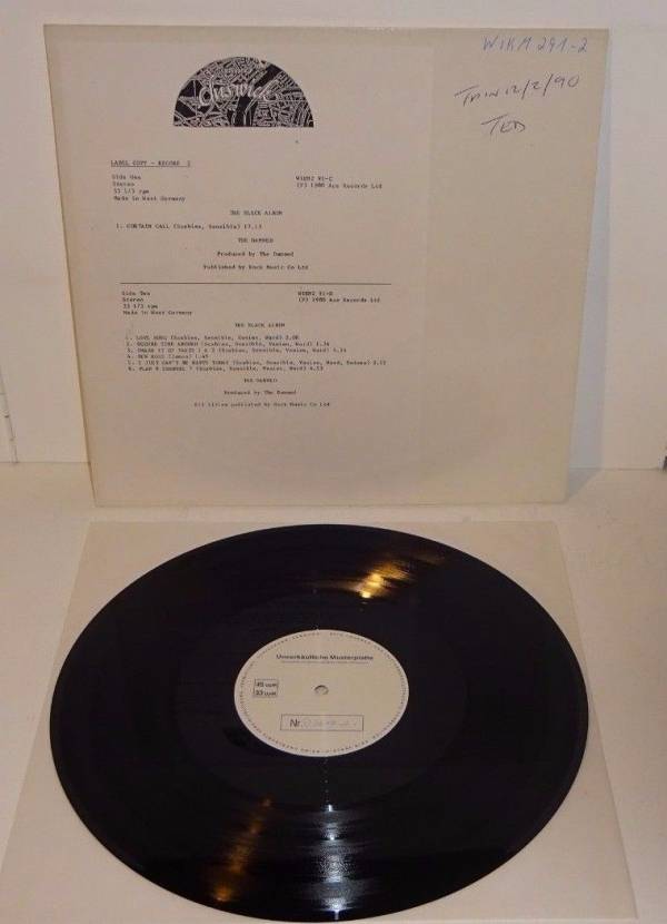 THE DAMNED THE BLACK ALBUM 1990 CHISWICK / ACE RECORD 2 TEST PRESSING LP
