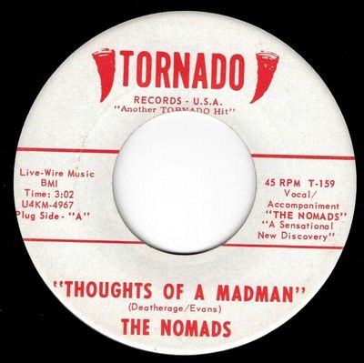 THE NOMADS - THOUGHTS OF A MADMAN - INSANE PSYCHO N.C. GARAGE PUNK 45 - HEAR