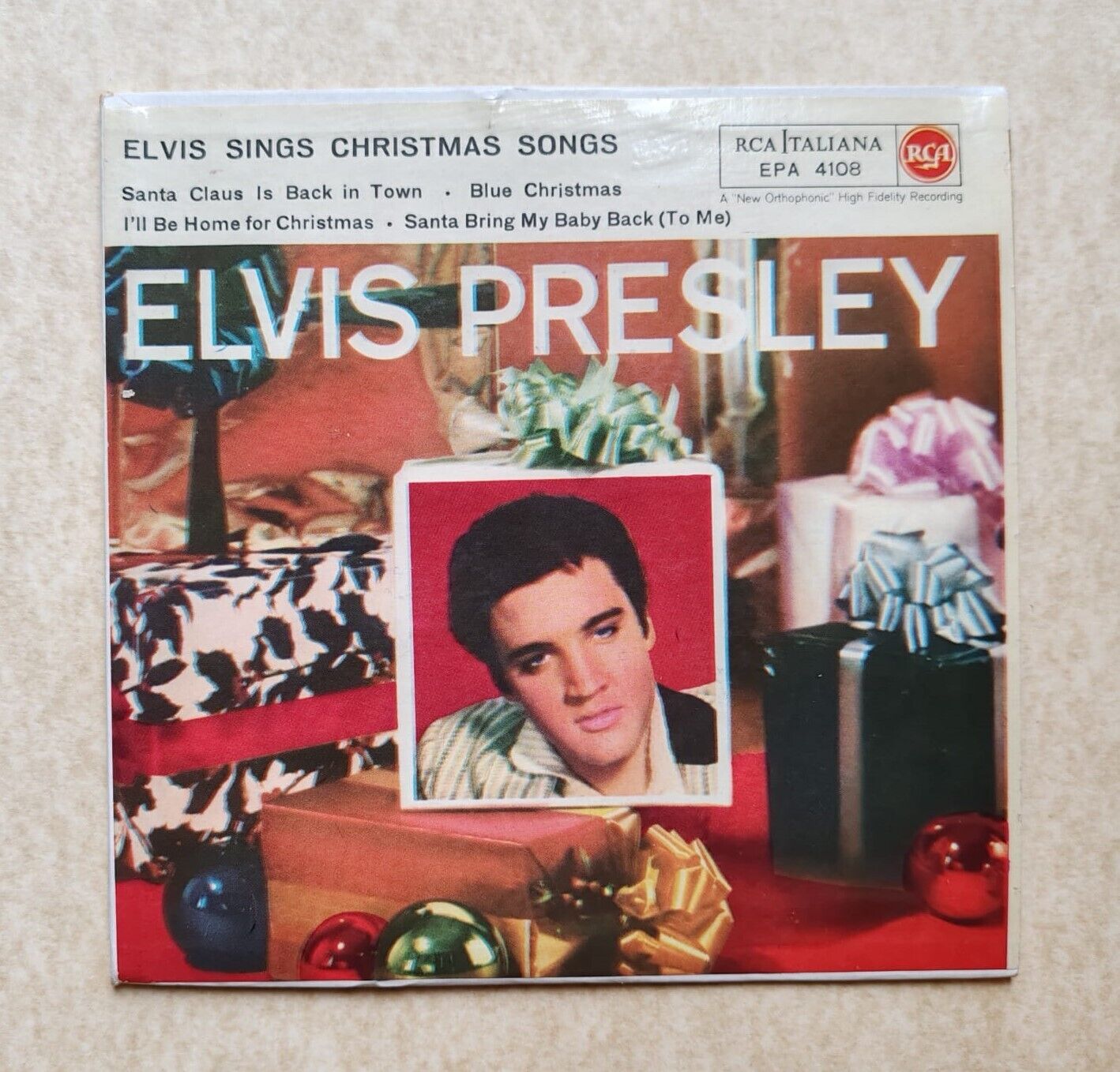 Presley EP  ELVIS SINGS CHRISTMAS SONGS 7  45 ITA 11 60 EPA 4108 M/EX STICKER