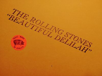BEAUTIFUL DELILAH stamp cover RS 507 marbled ORANGE COLOR LP side pig STICKER