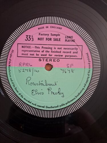 ELVIS PRESLEY. British Mega Rare Demo Pro Factory Sample Lp. 